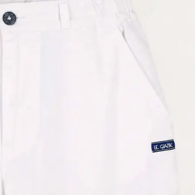 Barbara, Bermuda avec revers en toile stretch - Toile Blanche — photo 4