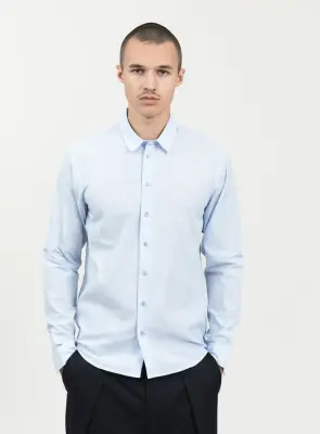 Shirt with Small Collar Stand in Sky Blue End-on-End — photo 4