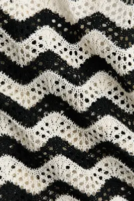 Top dos nu en maille pointelle - Noir/motif zigzag — photo 2