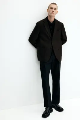 Veste Regular Fit en cachemire mélangé - Marron foncé — photo 2