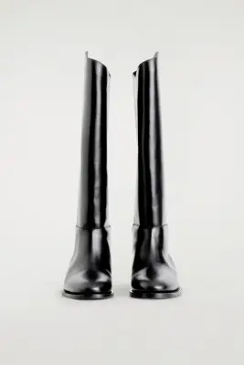 BOTTES CAVALIÈRES EN CUIR - NOIR — photo 1