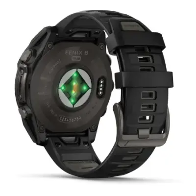 Garmin Fenix 8 Solar 47mm Verre Sapphire lunette Carbon Gray DLC bracelet noir/gris galet 010-02906-11 — photo 4
