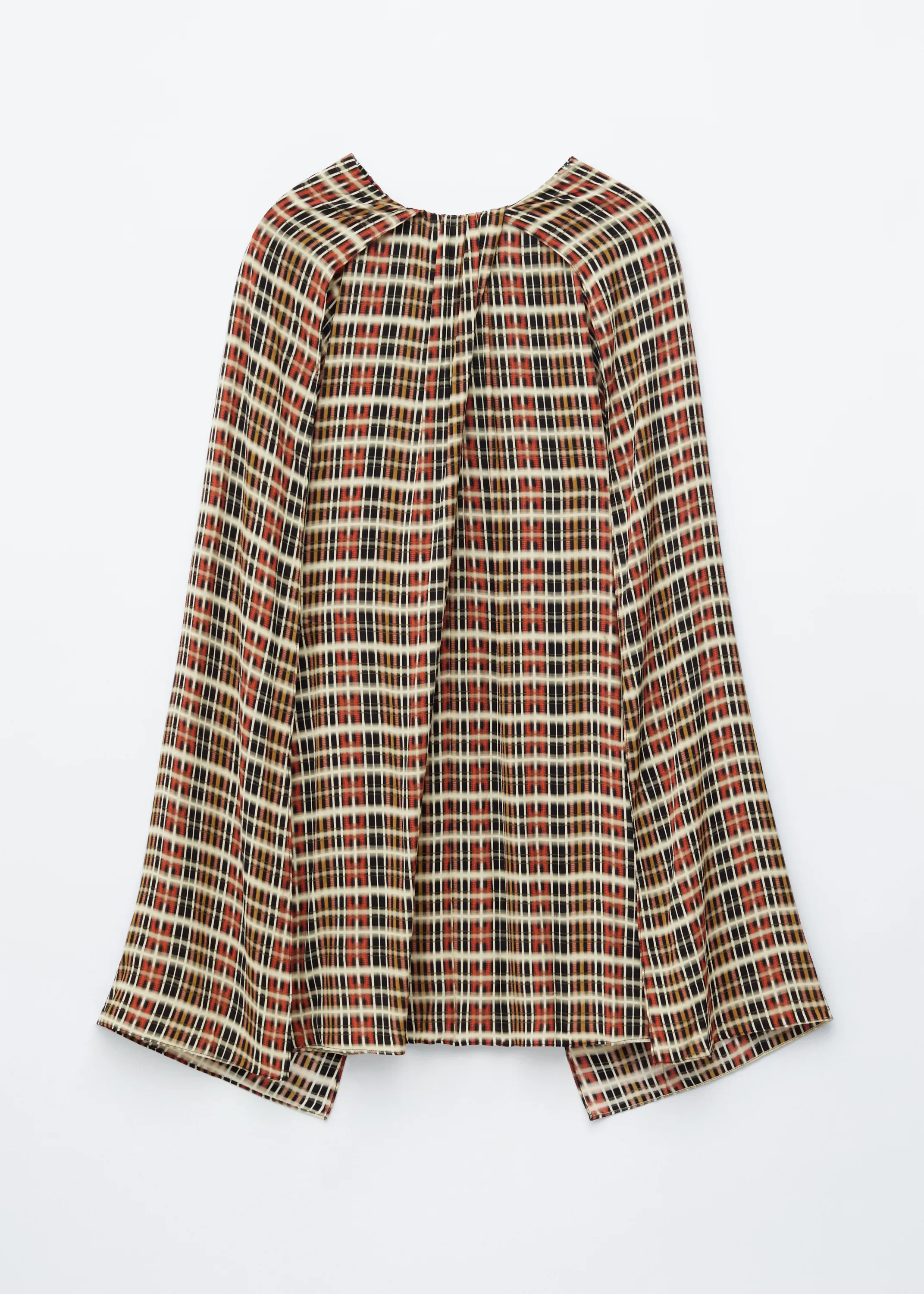 Robe courte style cape - Orange/Carreaux