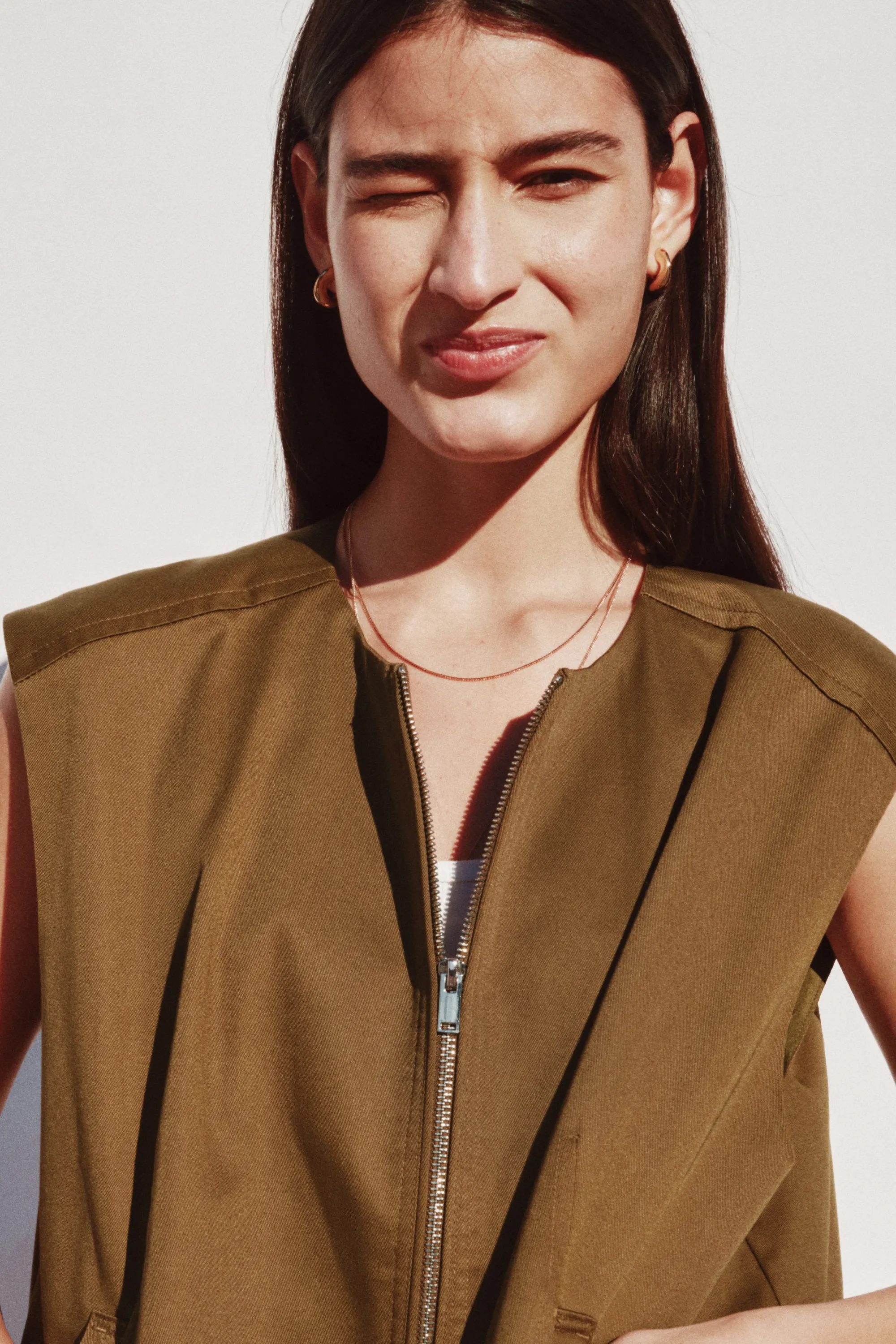 Veste sans manches en twill - Olive doré foncé