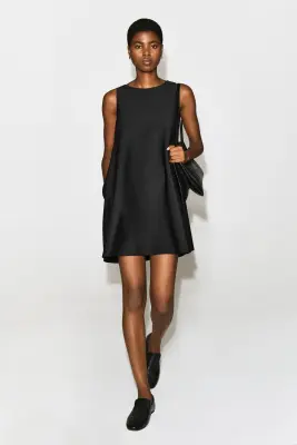 ROBE COURTE TRAPÈZE EN NÉOPRÈNE - NOIR — photo 2