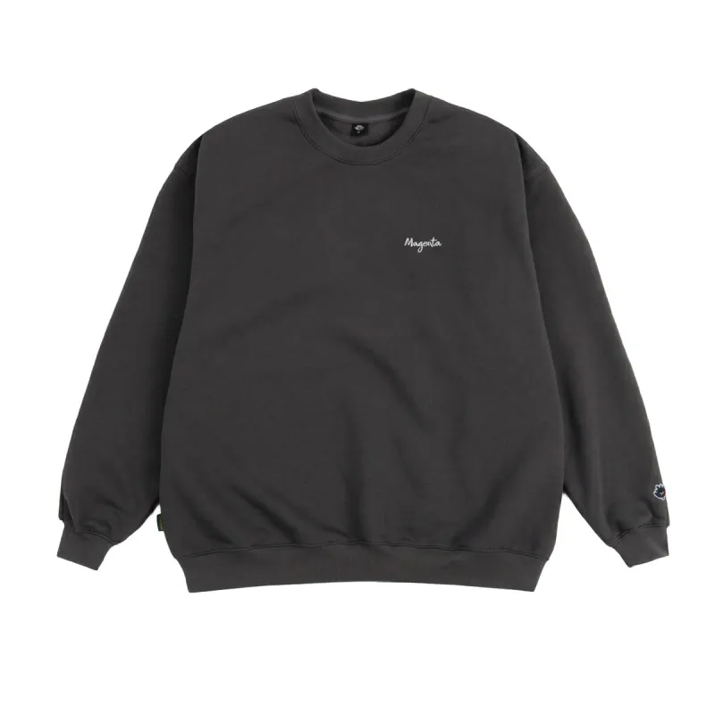 Sweatshirt Magenta script crewneck – Dark Charcoal