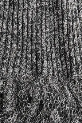 Jupe frangée en maille côtelée - Noir/blanc chiné — photo 5