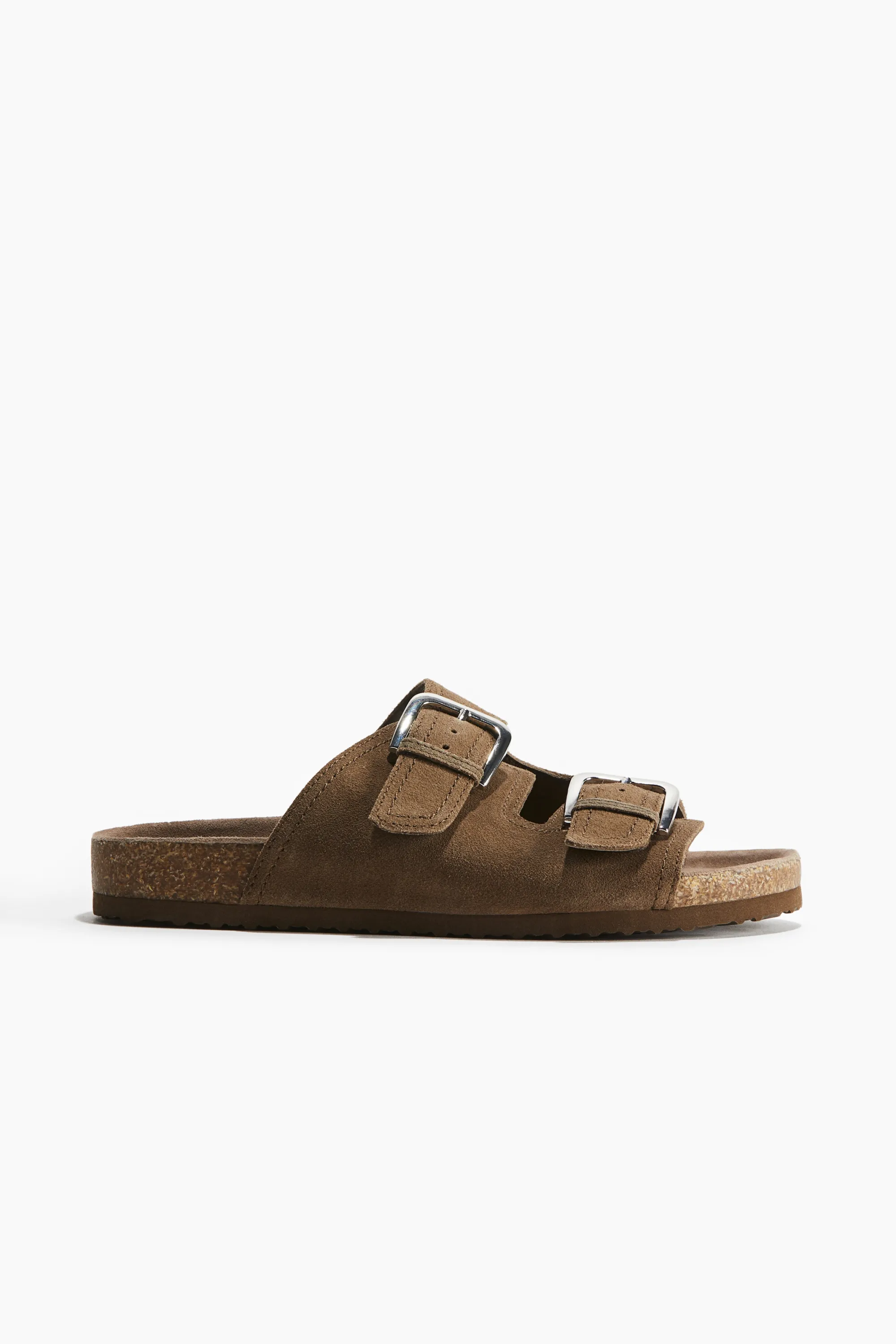 Sandales en cuir velours - Beige foncé