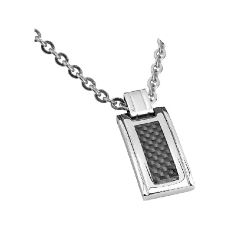 ROCHET - Pendentif acier / carbone Mercury et chaîne 50cm Ø3mm P533181