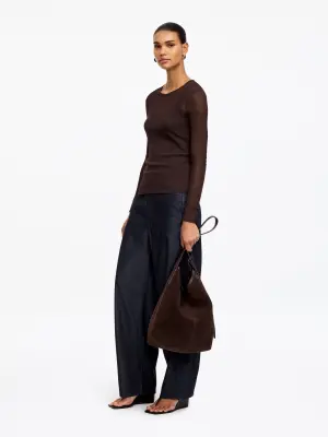 Slim Silk Top - Marron — photo 2