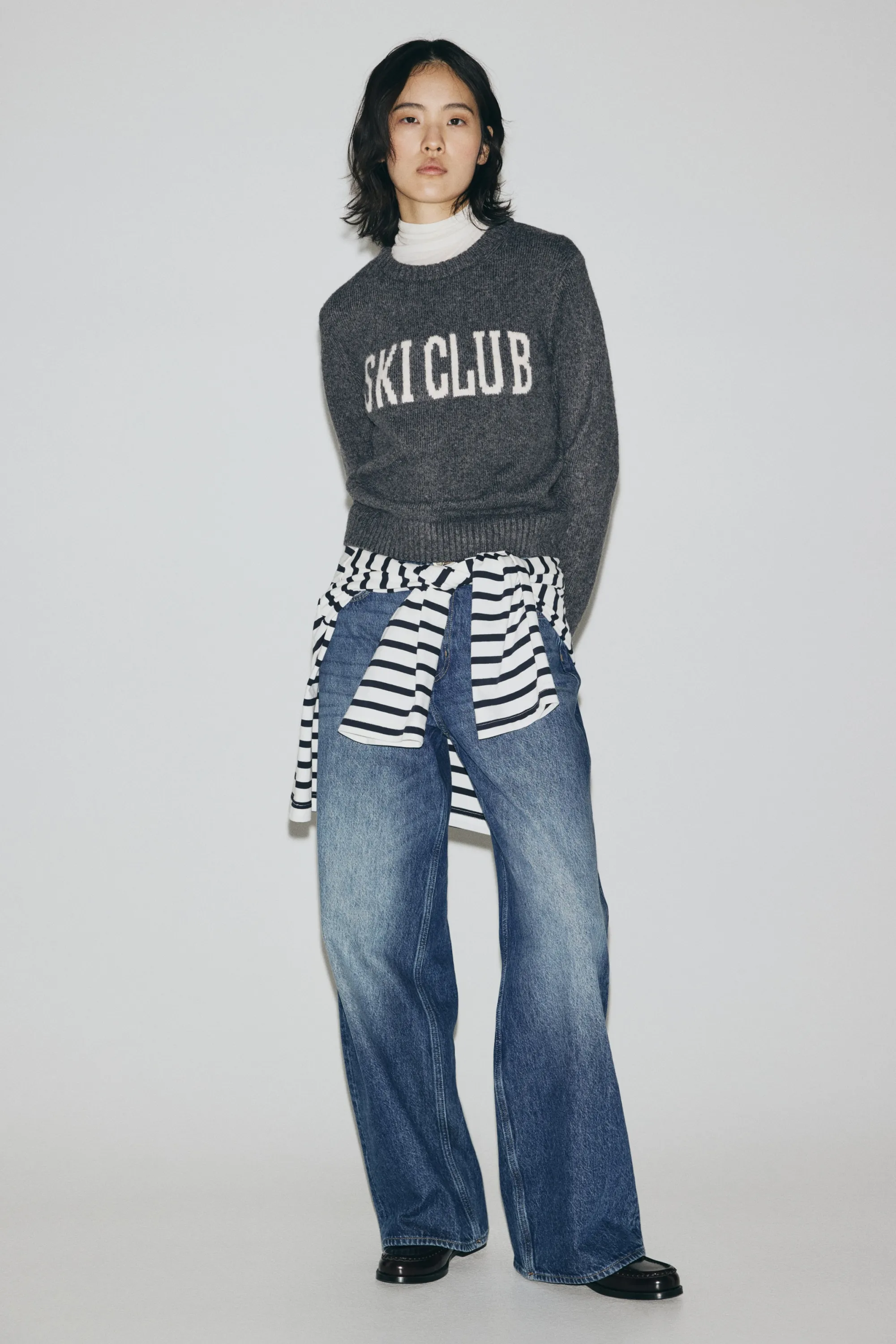 Pull en maille jacquard - Gris foncé chiné/Ski Club