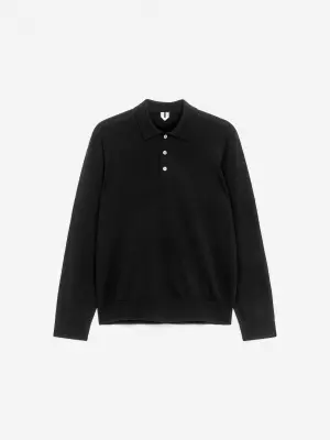 Polo en laine mérinos - Noir — photo 1