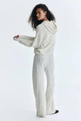 Pantalon en maille torsadée - Crème — photo 3
