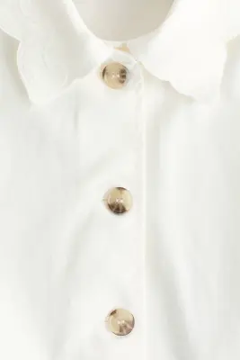 Veste en twill avec broderie anglaise - Crème — photo 5