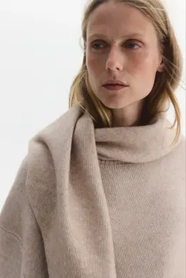 MAMA Pull loose avec foulard - Beige clair — photo 1