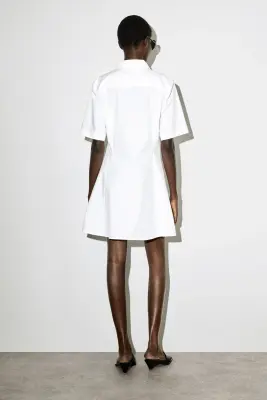 ROBE-CHEMISE COURTE CLASSIQUE EN COTON - BLANC — photo 3