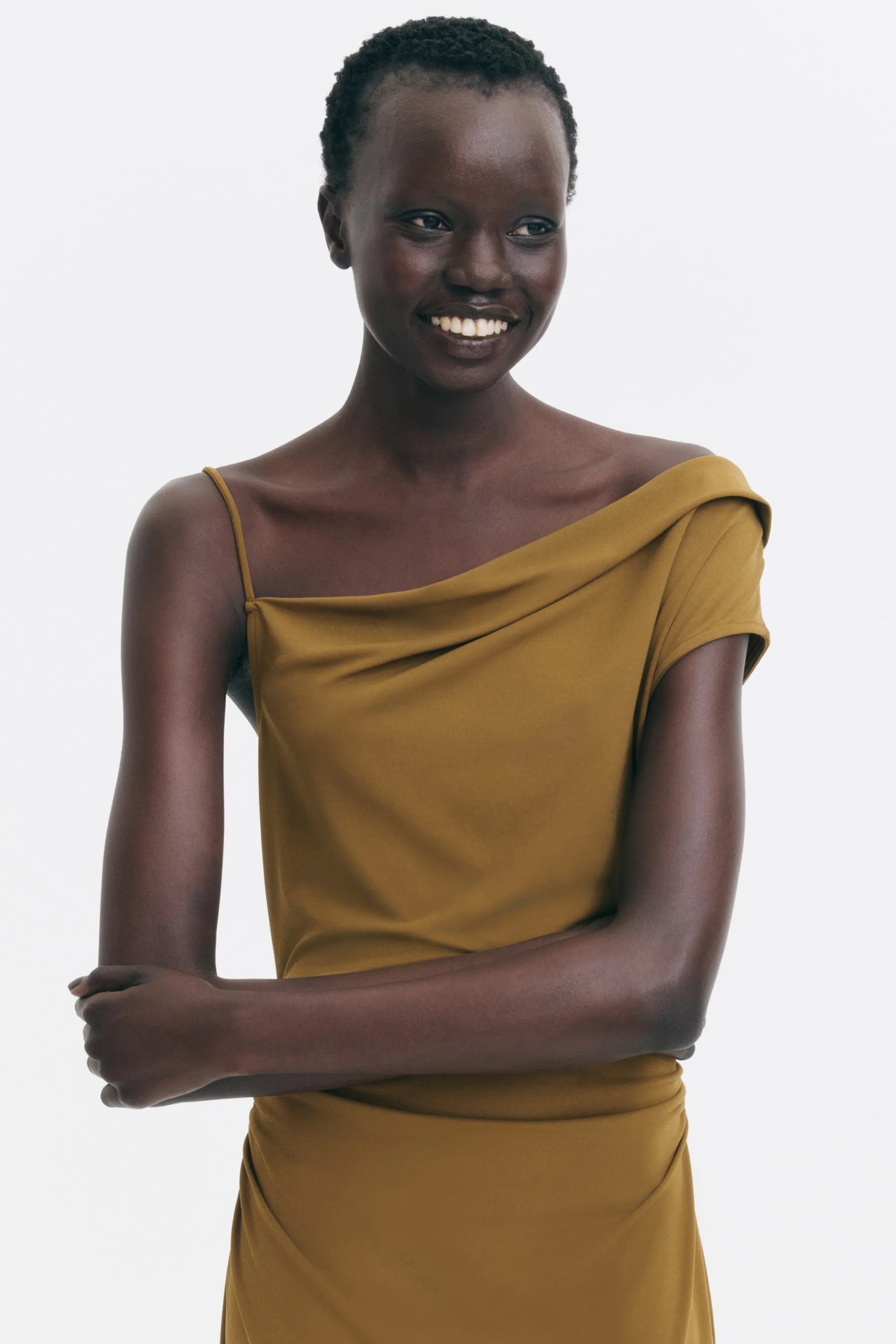 Robe asymétrique en jersey - Beige foncé