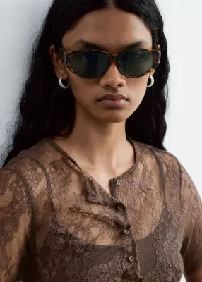 Robe en dentelle festonnée - Marron foncé — photo 1