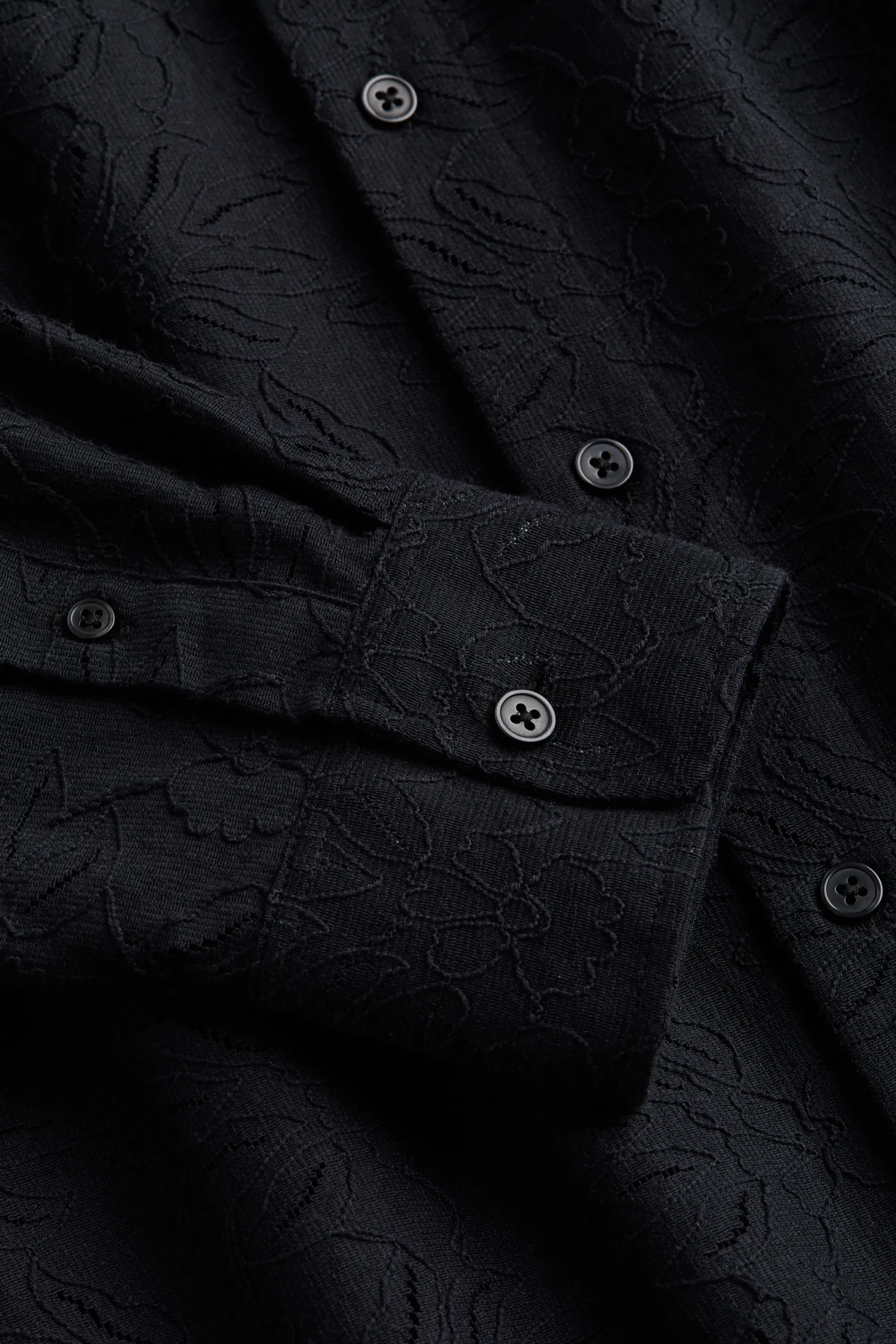 Chemise Regular Fit façon dentelle - Noir/fleuri