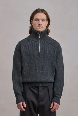 Sailor Sweator - Laine d'agneau Gris Chiné Anthracite — photo 3