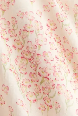 Robe épaules dénudées en lin mélangé - Beige clair/fleuri — photo 2