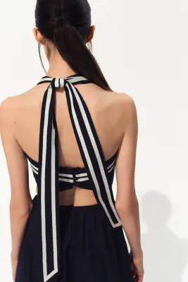 Crop top dos nu - Bleu marine — photo 2