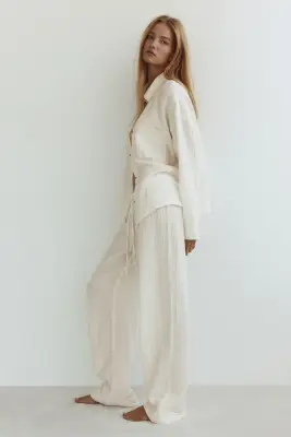 Pyjama en mousseline de coton - Crème — photo 4