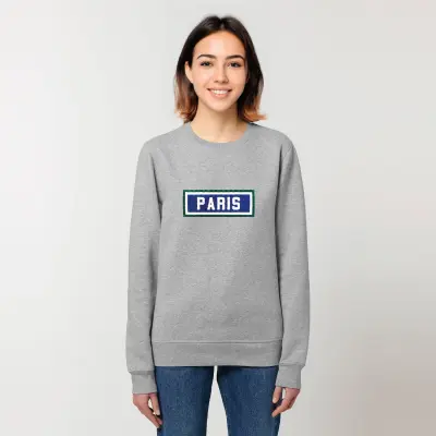 SWEAT SHIRT COTON BIO BRODÉ - PARIS - GRIS — photo 3