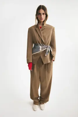 Blazer cintré à fermeture croisée - Beige foncé — photo 1