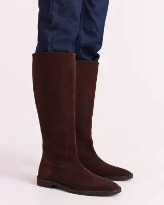 Bottes Léona croûte de cuir moka — photo 1