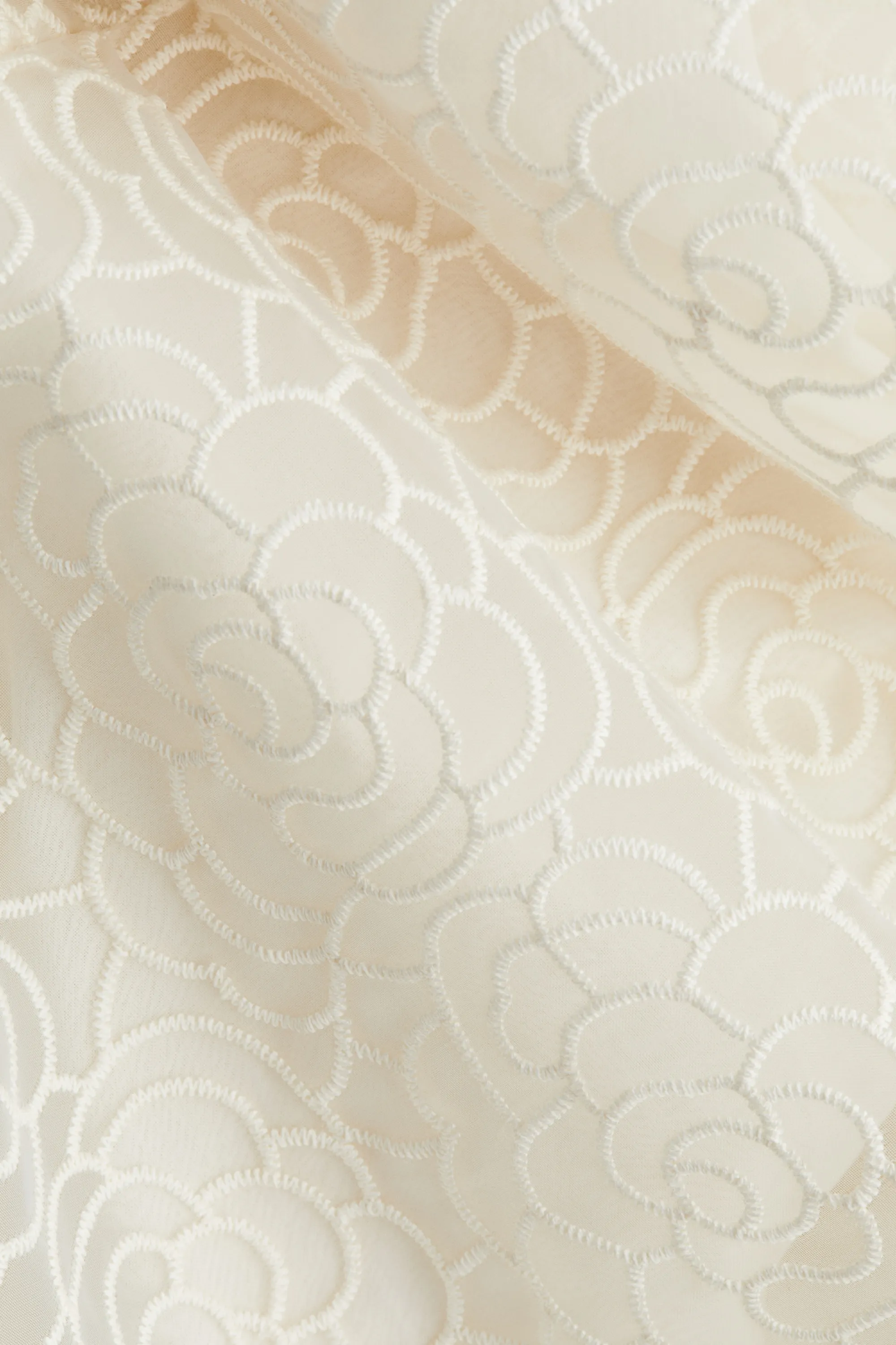 Robe brodée à nouer dans le dos - Crème
