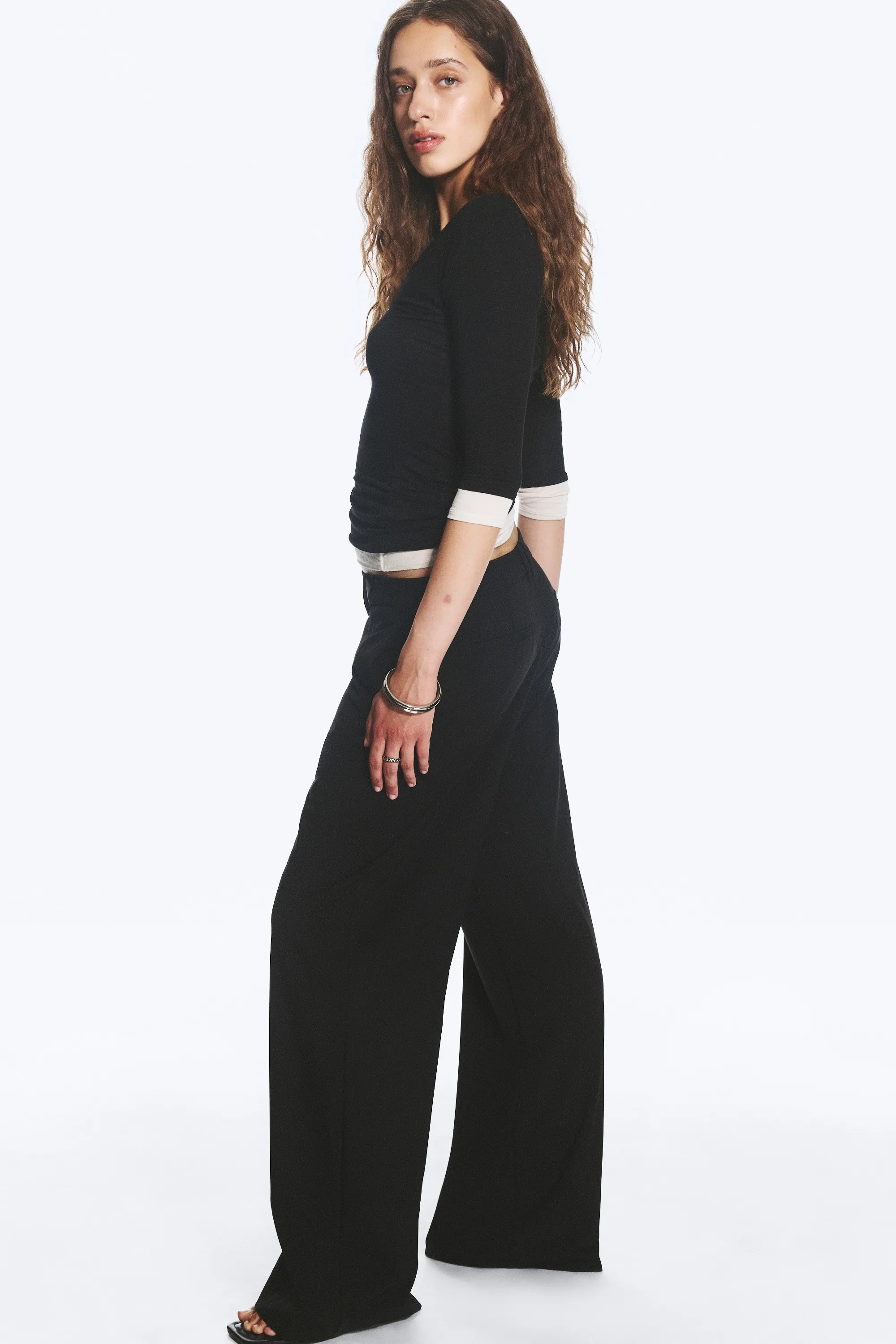 Pantalon de costume coupe ample taille basse - Noir