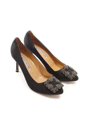 Escarpins HANGISI bijoux en satin noir Prix boutique 995€ Taille 36 — photo 3