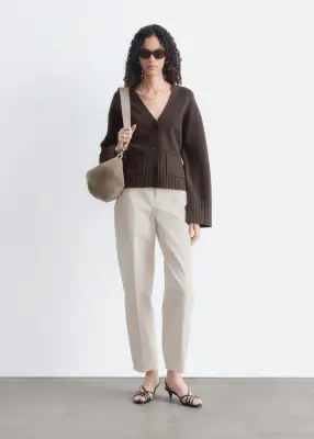Cardigan cintré en maille - Marron foncé — photo 3
