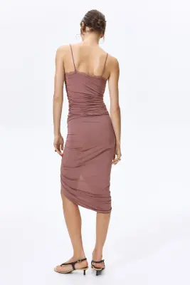 Draped tie-detail skirt - Rose ancien — photo 1