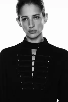Robe à boutons en twill - Noir — photo 1