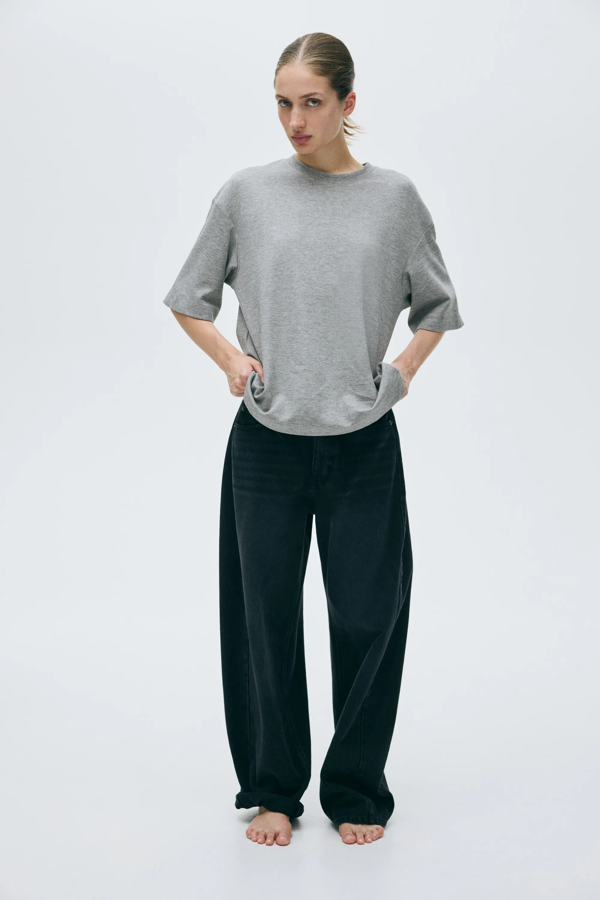 T-shirt en interlock - Gris clair chiné