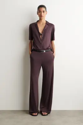 CHEMISE EN JERSEY DE MODAL - BORDEAUX — photo 1
