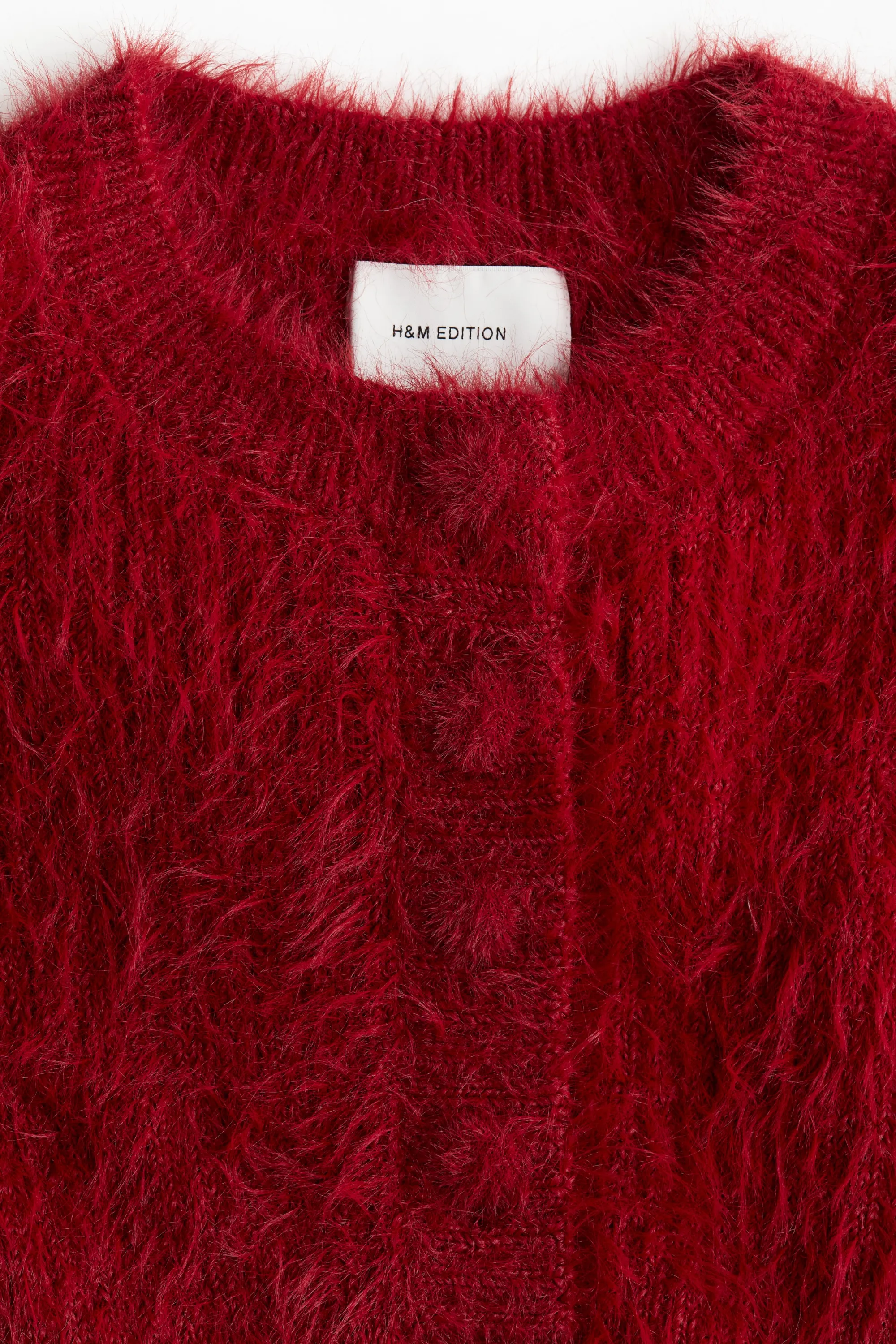 Pull en maille duveteuse - Rouge foncé