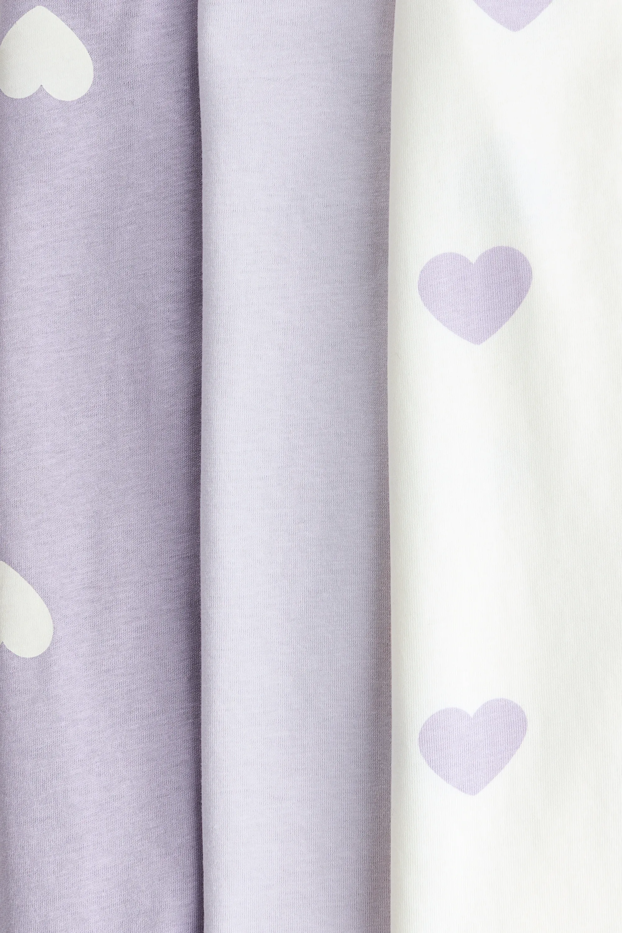 Lot de 3 T-shirts - Blanc/cœurs lilas