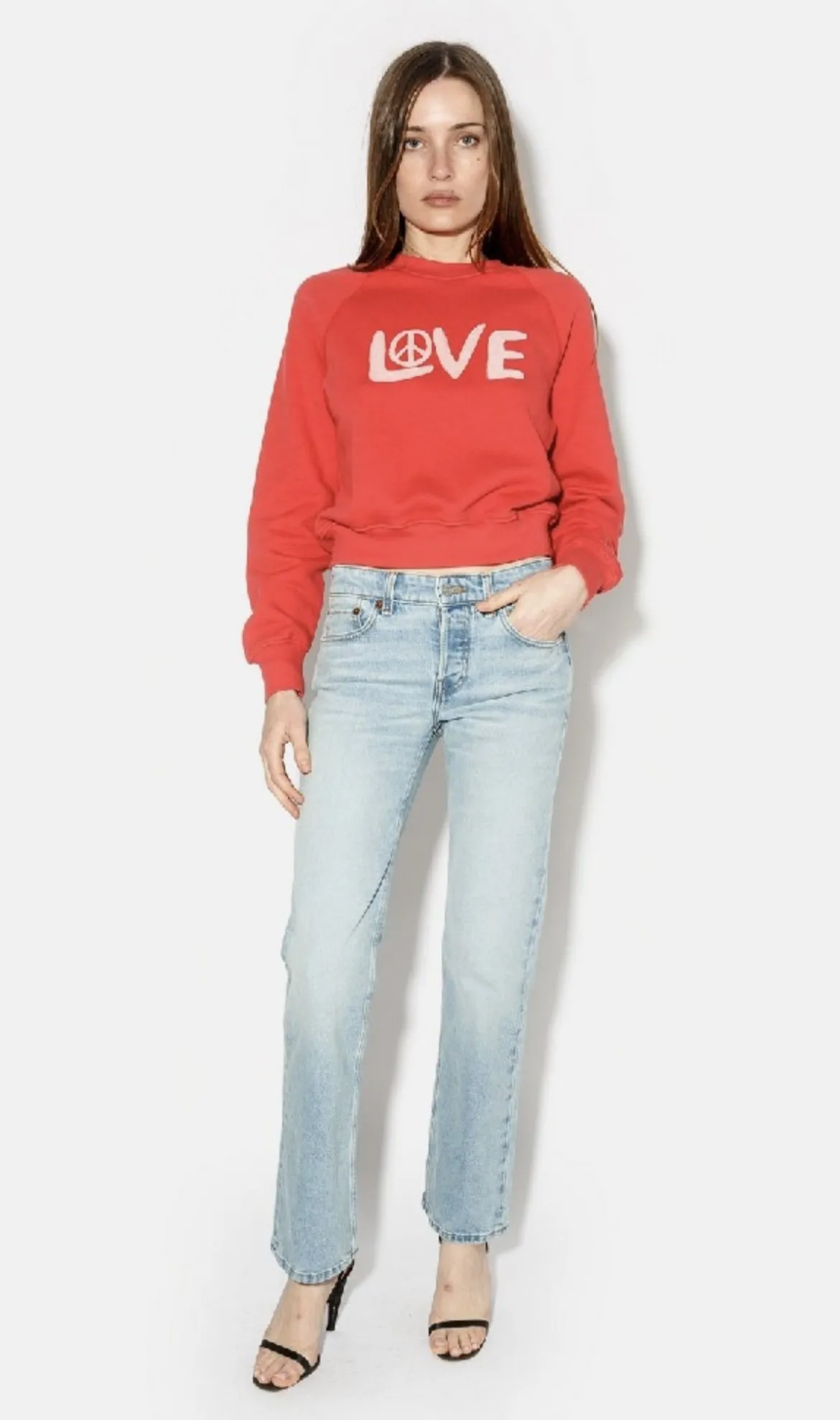 Nouveau ! RE/DONE Jean Slim Straight Crop Silver Springs