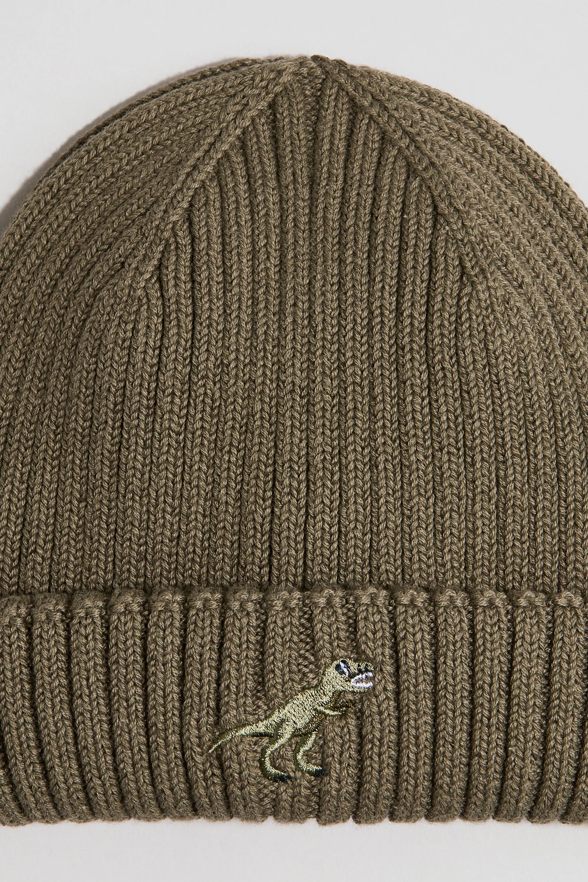 Bonnet avec application - Vert kaki/dinosaure