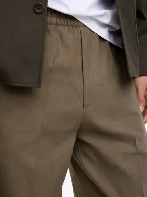 Pantalon ample en mélange de lin - Taupe foncé — photo 3
