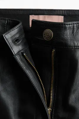 Pantalon barrel en cuir - Noir — photo 3