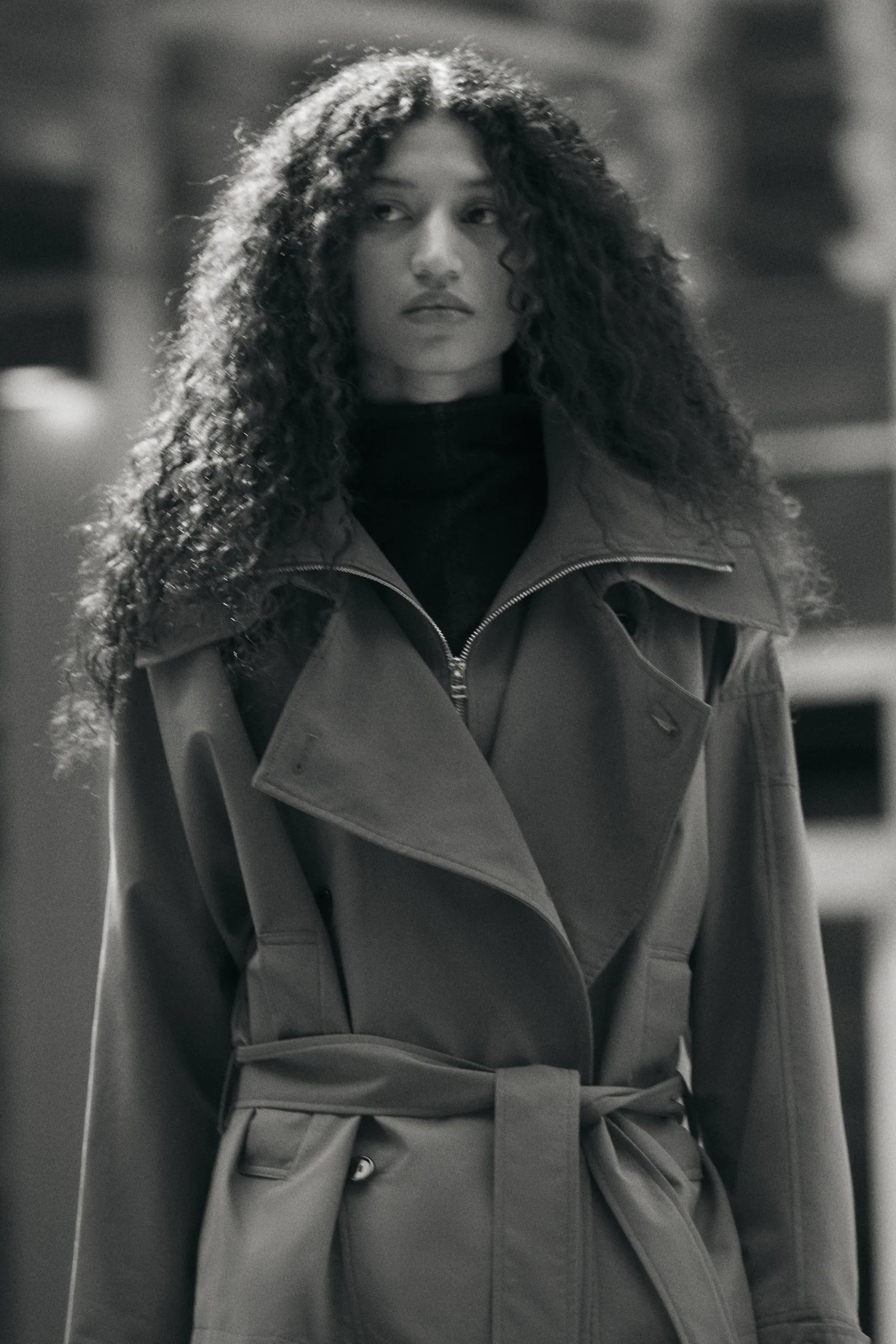 Trench-coat court à col entonnoir - Taupe foncé
