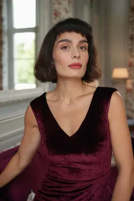 Emmelyn Velvet Dress - Bordeaux — photo 4