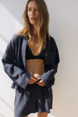 Chemise et short de pyjama - Gris foncé — photo 1