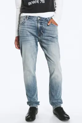 Jean droit ajusté taille mi-haute Orion - Blue Horses - Bleu moyen — photo 1