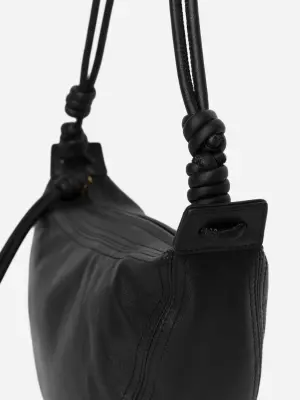 Sac demi-lune en cuir - Noir — photo 2