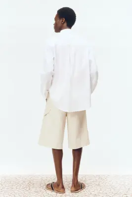 Chemise Loose Fit en popeline de coton - Blanc — photo 4